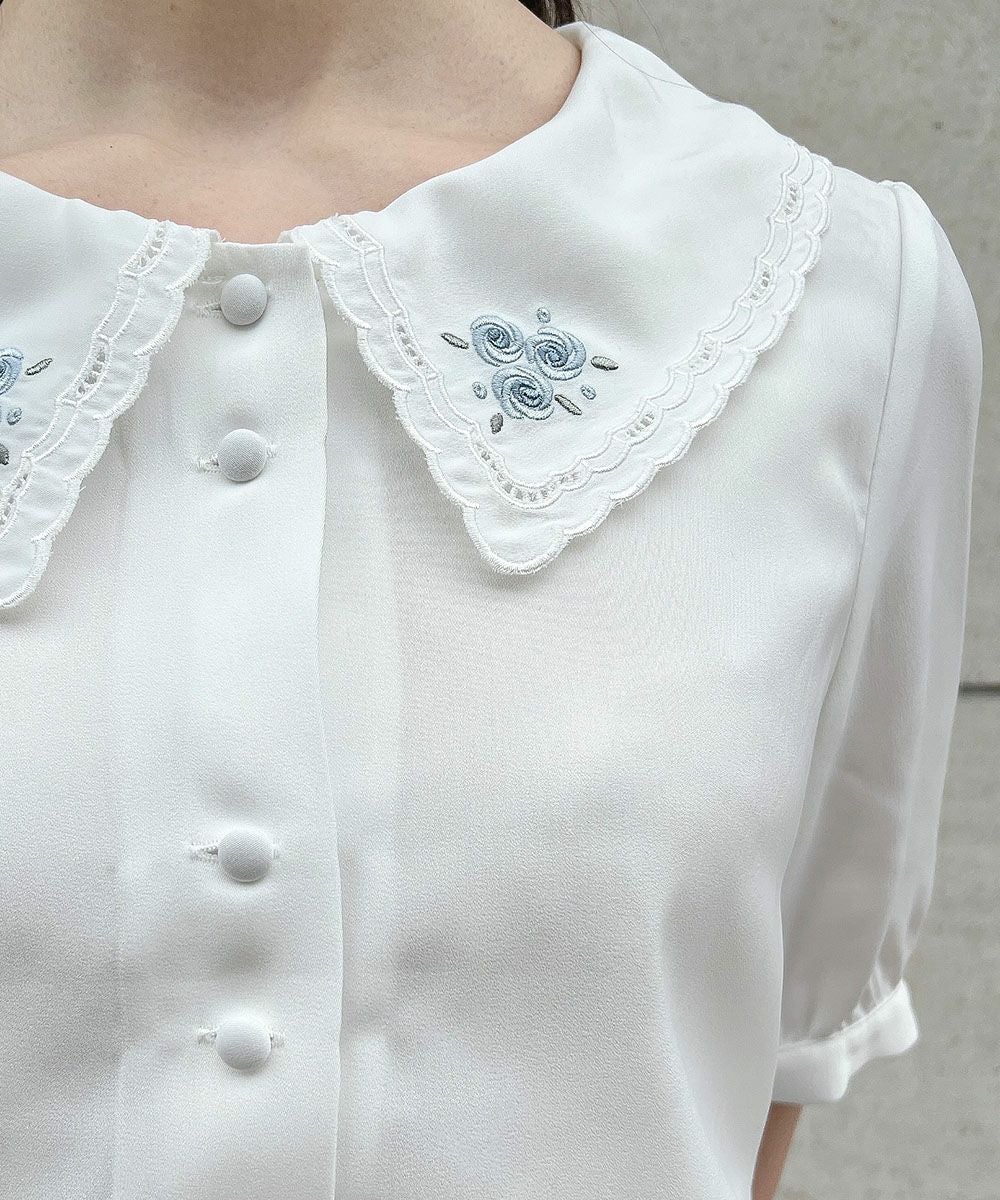 □リトルローズ刺繍カットワーク衿ブラウス/F i.n.t [53AF02g016] | F