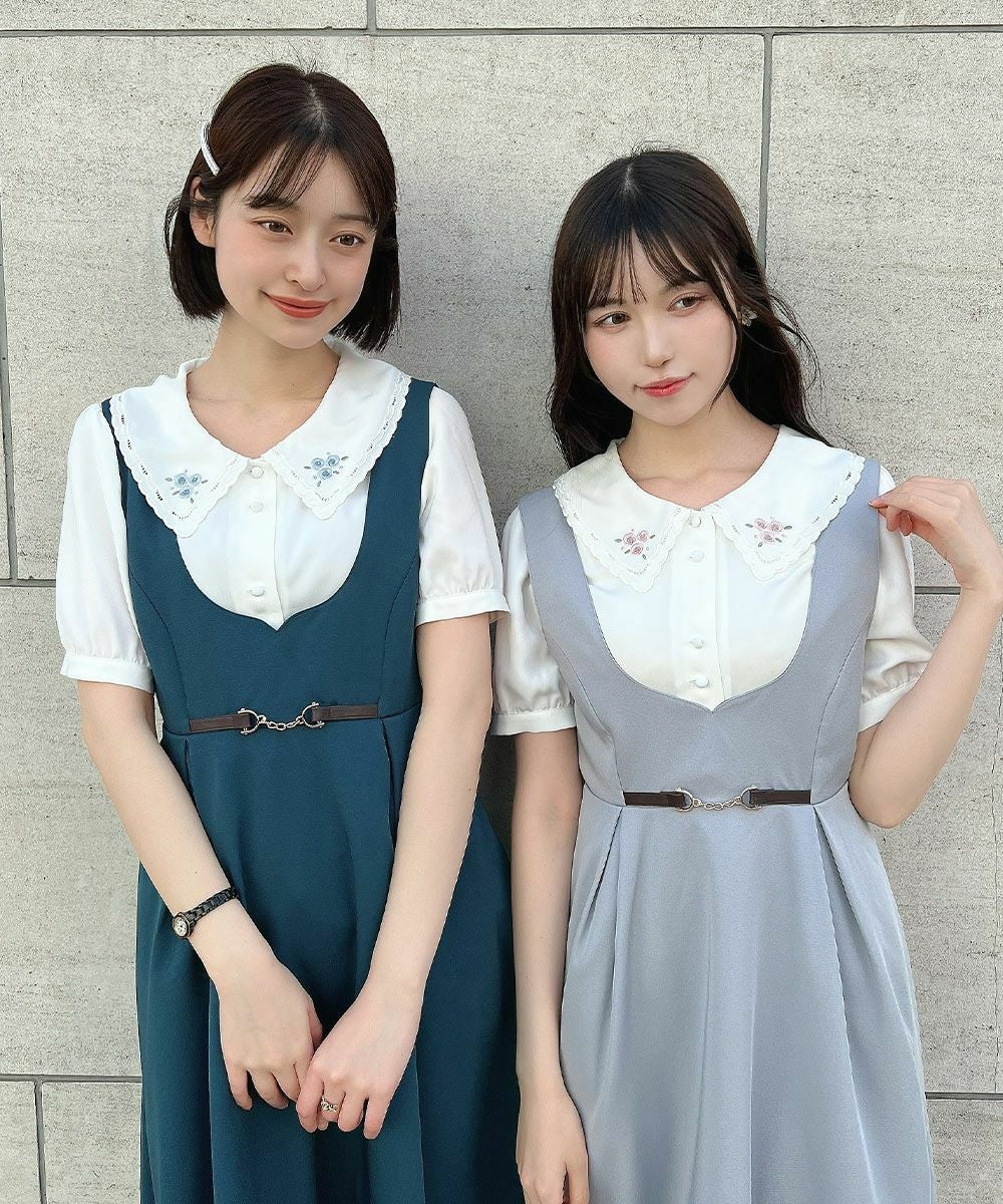 □リトルローズ刺繍カットワーク衿ブラウス/F i.n.t [53AF02g016] | F