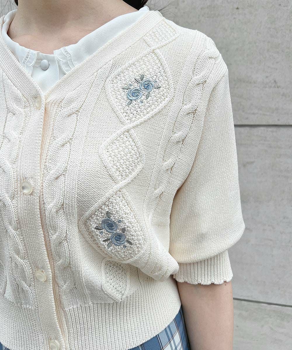 □リトルローズ刺繍サマーニットカーディガン/F i.n.t [53AJ04g003