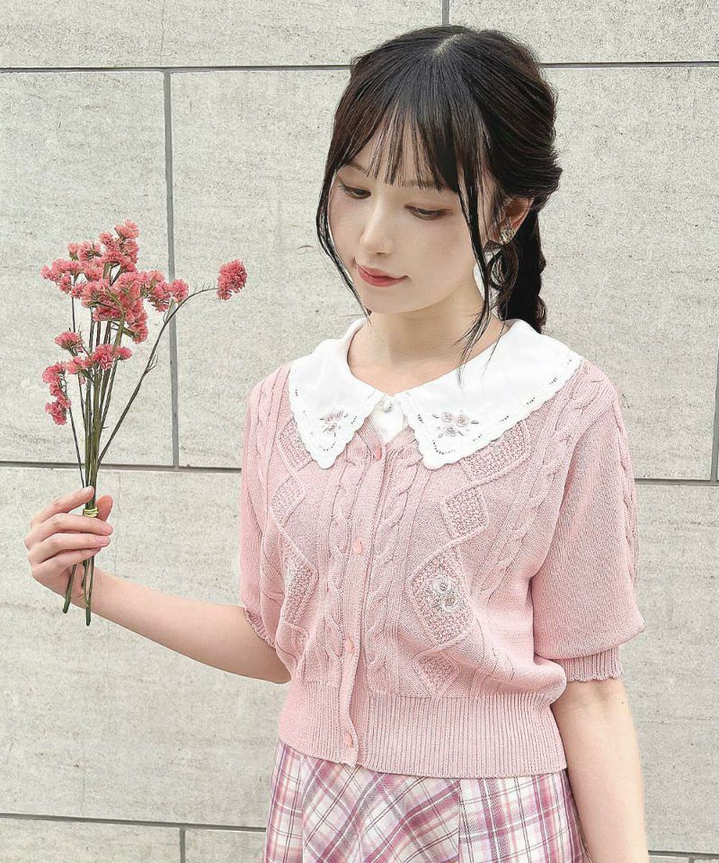 □リトルローズ刺繍サマーニットカーディガン/F i.n.t [53AJ04g003
