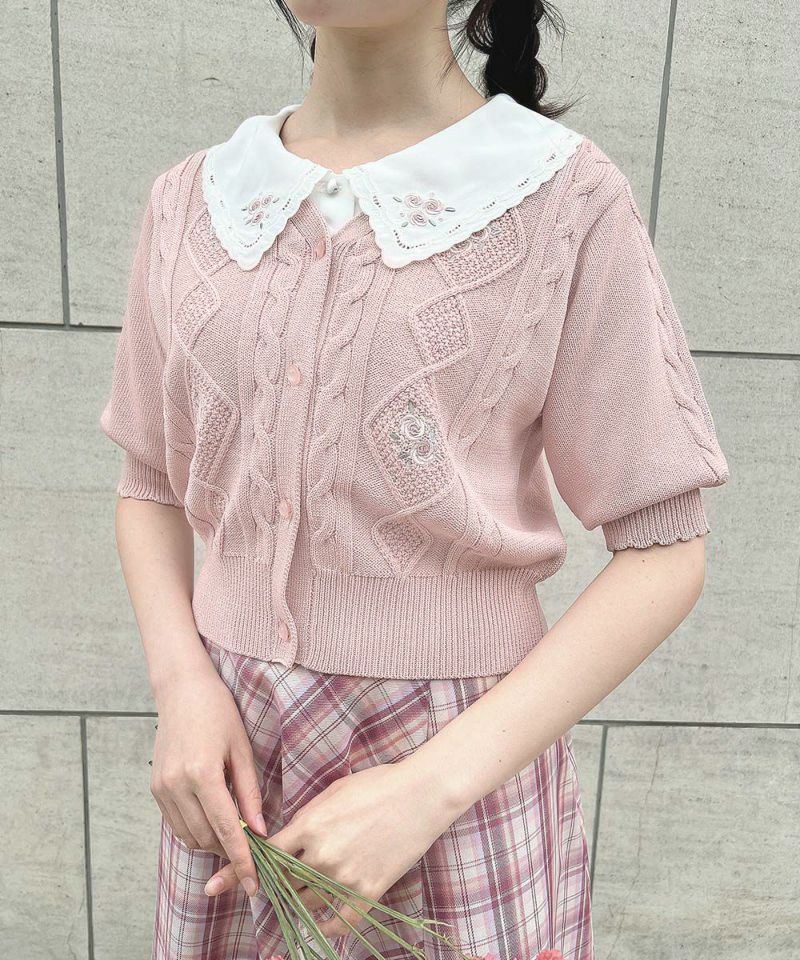 □リトルローズ刺繍サマーニットカーディガン/F i.n.t [53AJ04g003