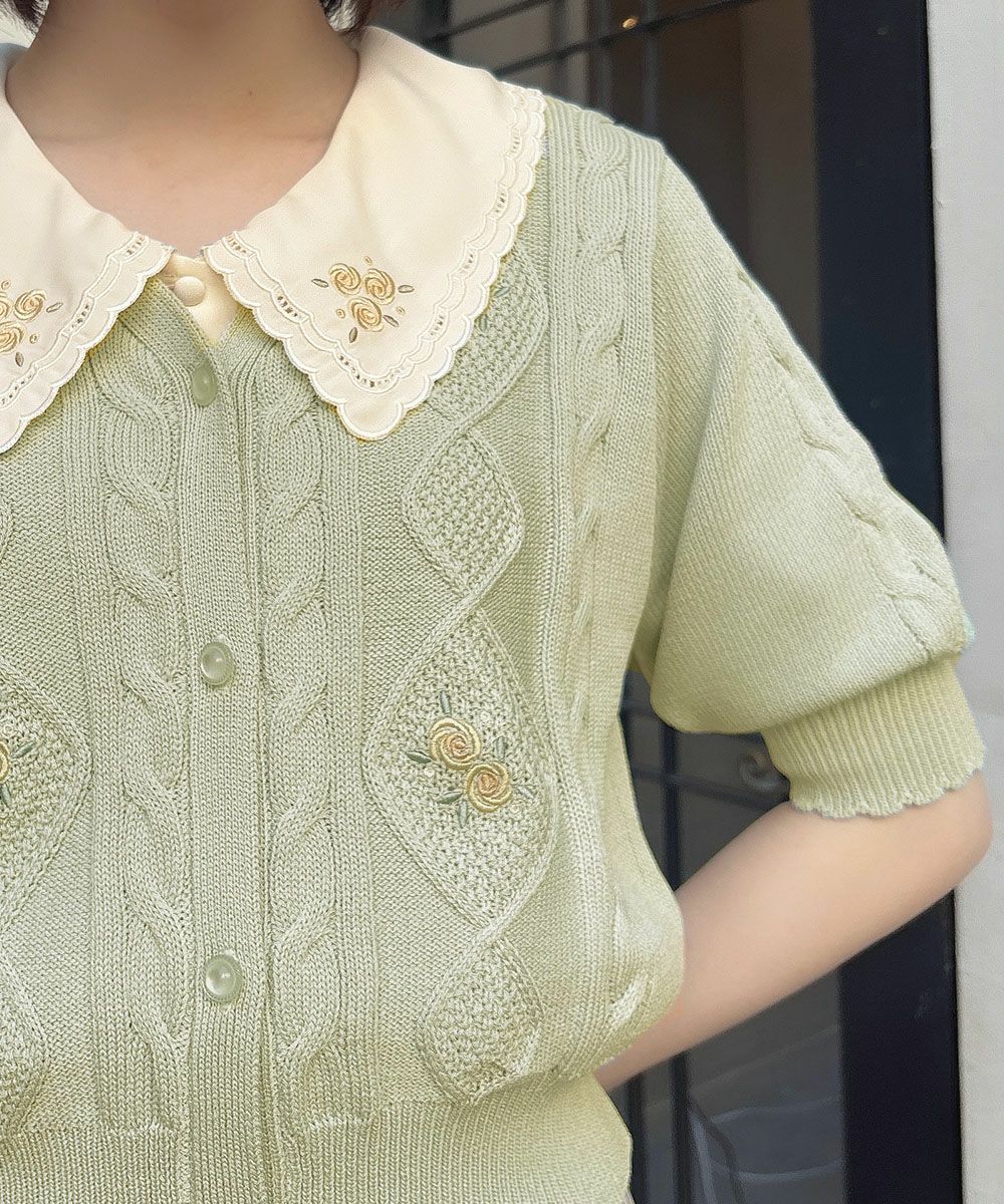 □リトルローズ刺繍サマーニットカーディガン/F i.n.t [53AJ04g003