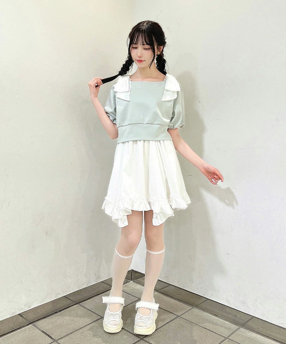 □ショルダーシアーリボンオフショルトップス/F&A [53CI02h001] | F