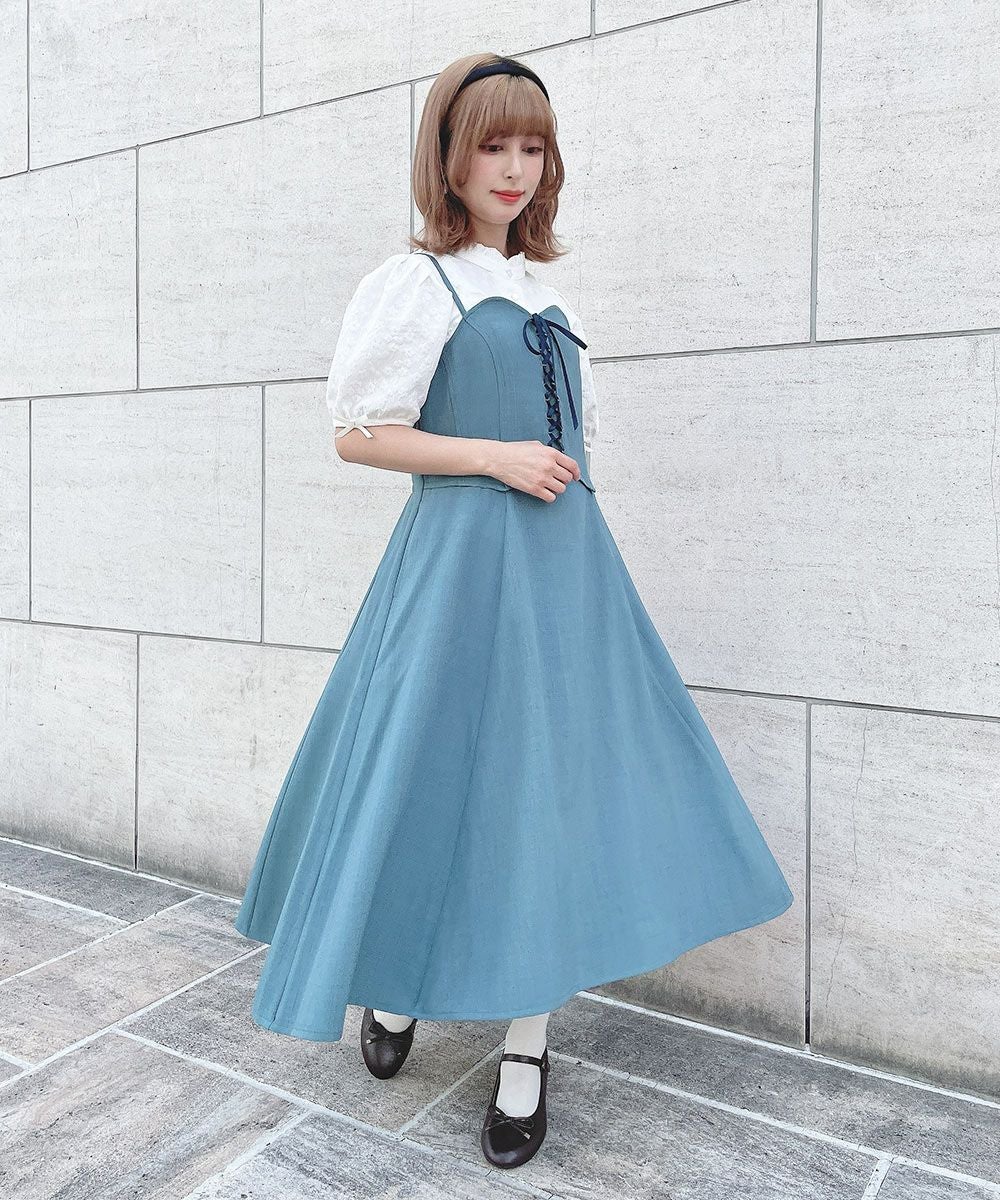 □フロントレースアップコルセットキャミワンピース/F&A [54CE02f001