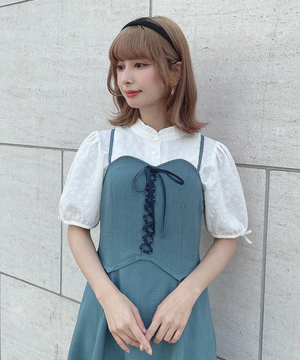 □フロントレースアップコルセットキャミワンピース/F&A [54CE02f001