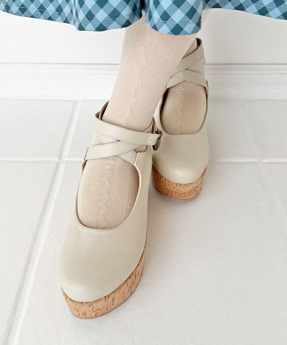 再入荷】クロスストラップ厚底パンプス/an another angelus