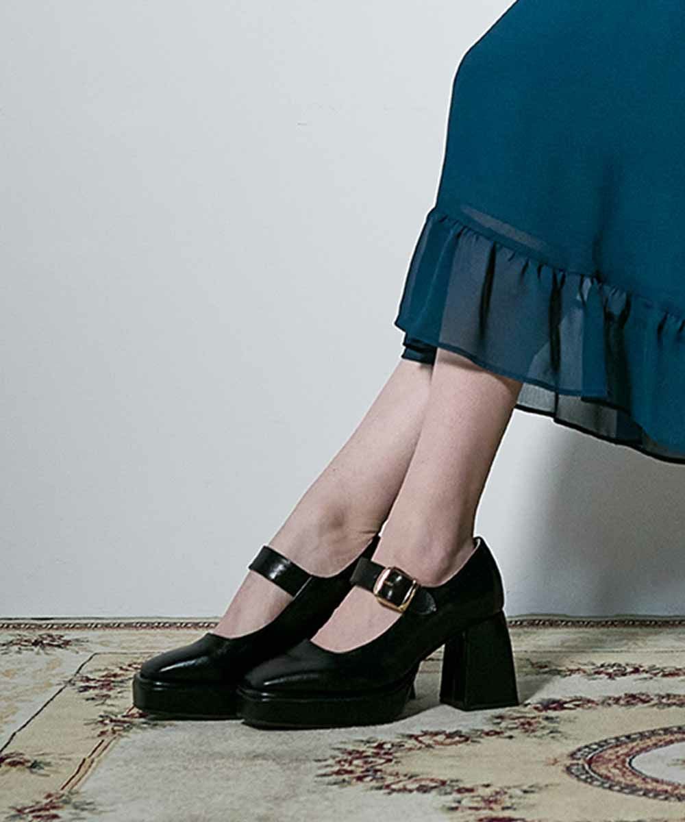 ワンストラップ厚底ヒールパンプス/an another angelus [00BA01d002