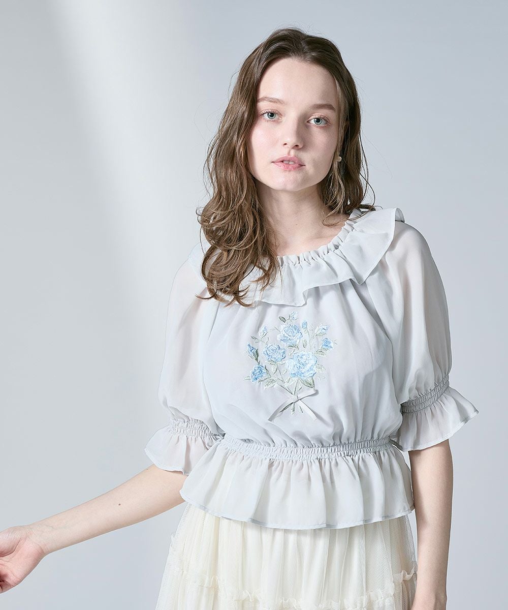 □ブーケ刺繍オフショルブラウス/an another angelus [54BF02h011] | F