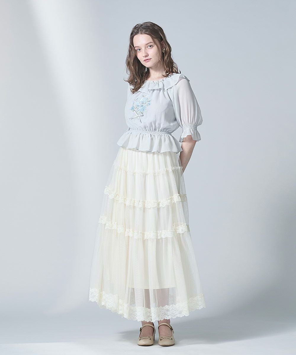 □ブーケ刺繍オフショルブラウス/an another angelus [54BF02h011] | F
