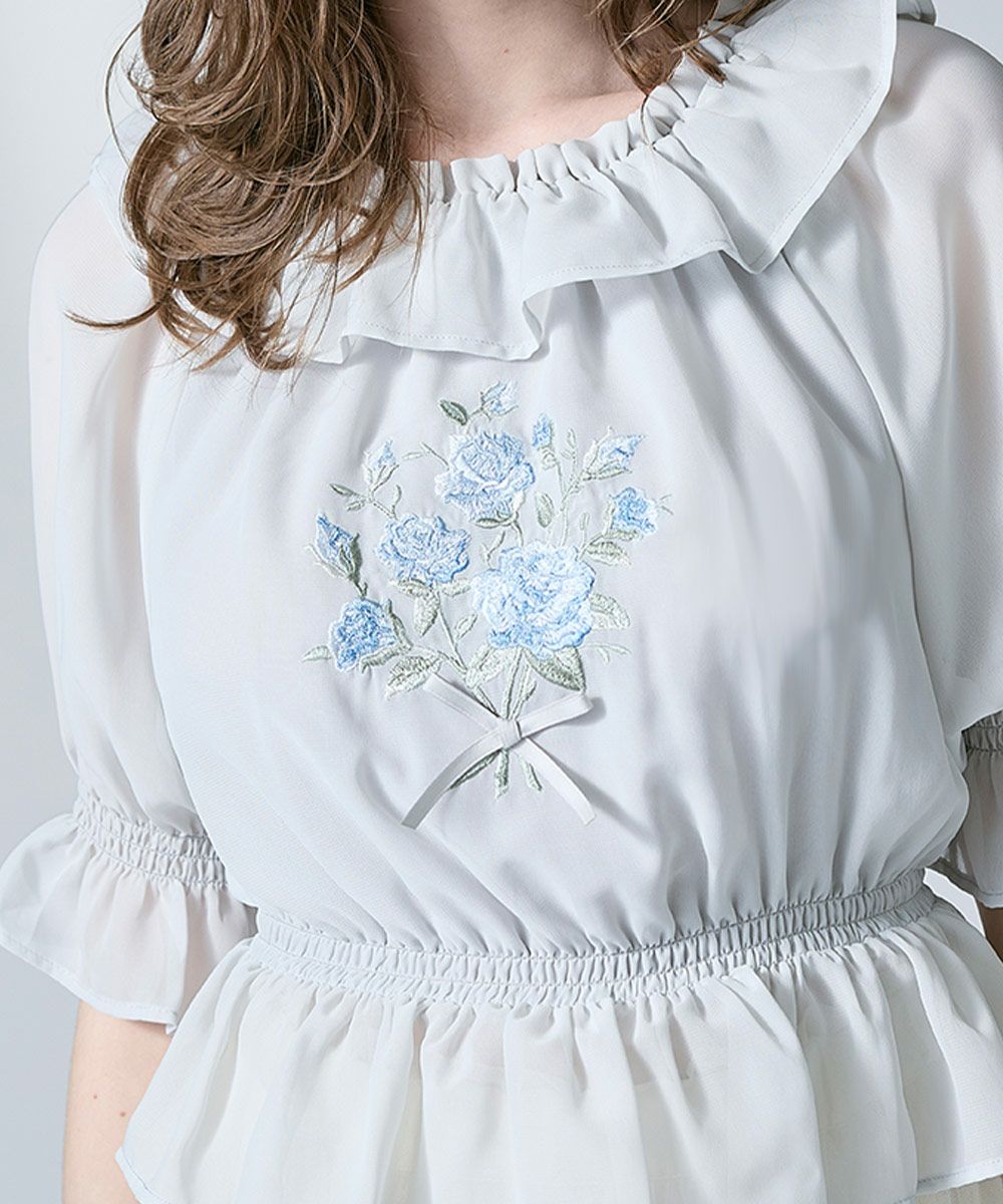 □ブーケ刺繍オフショルブラウス/an another angelus [54BF02h011] | F