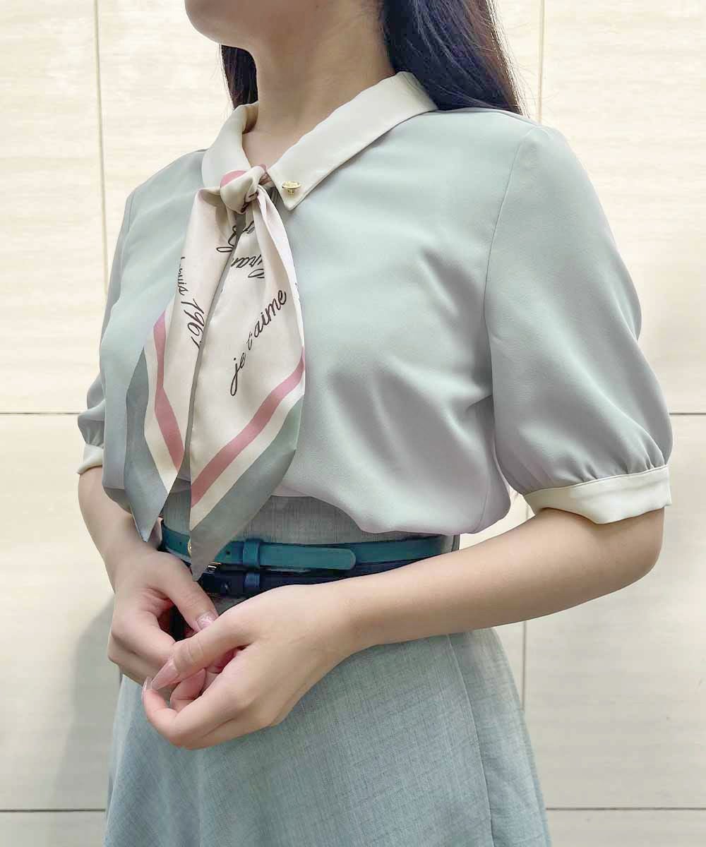 □ロゴラインスカーフ付き5分袖シャツ/an another angelus [54BF01h010