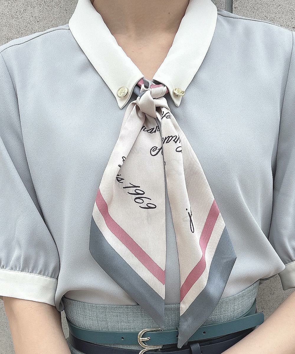 □ロゴラインスカーフ付き5分袖シャツ/an another angelus [54BF01h010