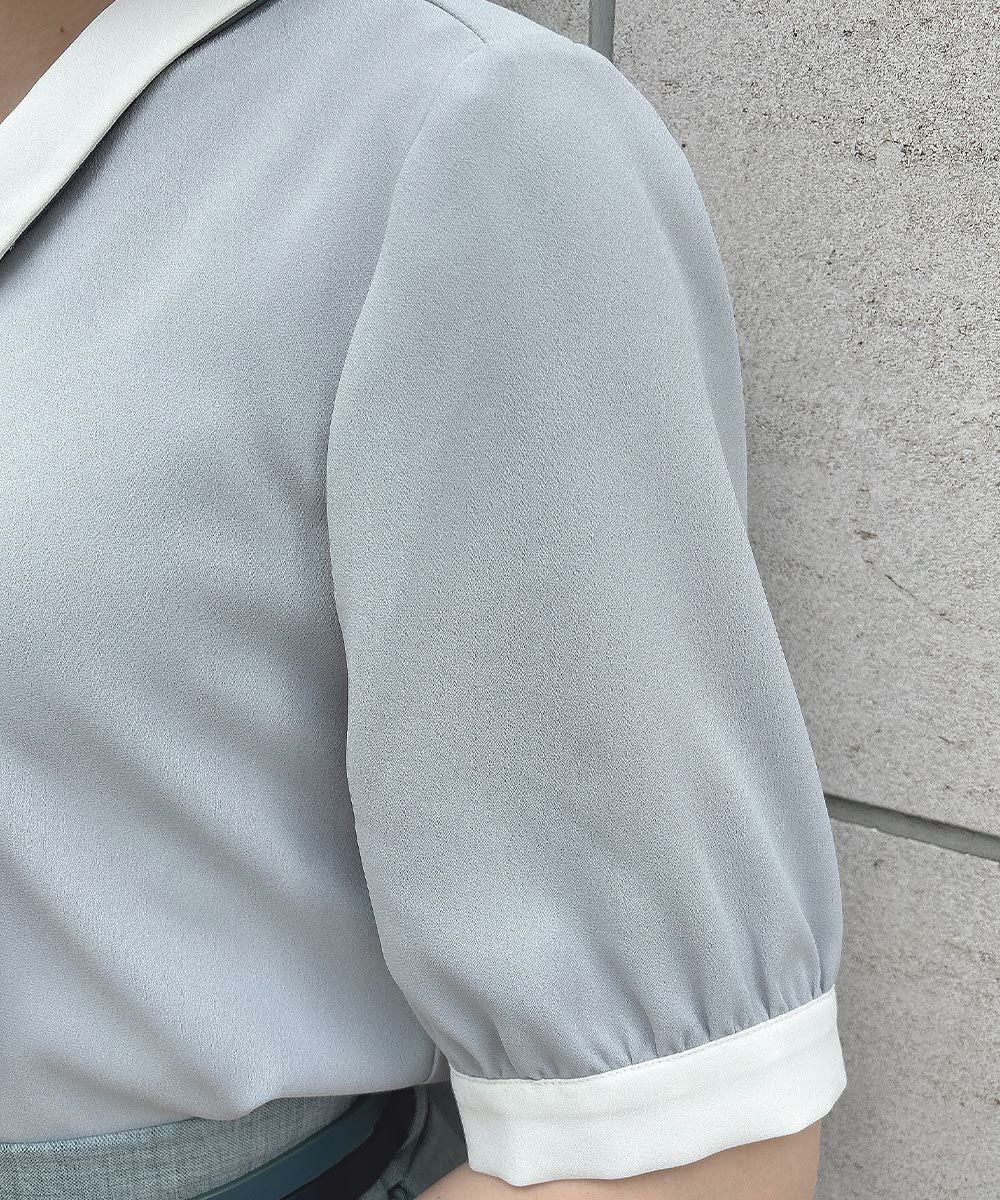 □ロゴラインスカーフ付き5分袖シャツ/an another angelus [54BF01h010