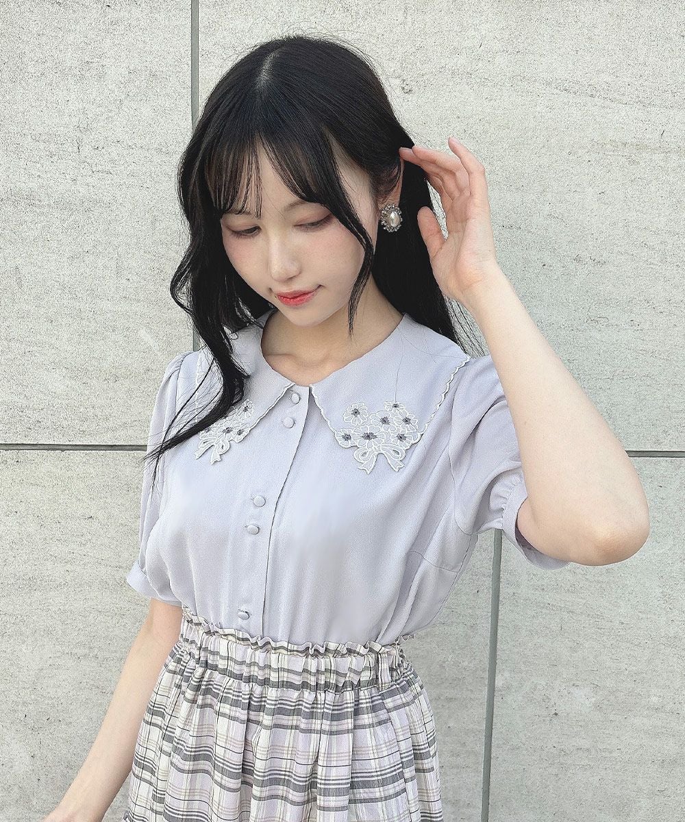 □ミニブーケ刺繍カットワーク半袖ブラウス/F i.n.t [54AF02g018] | F