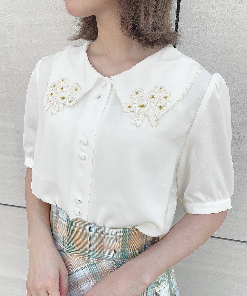 □ミニブーケ刺繍カットワーク半袖ブラウス/F i.n.t [54AF02g018] | F