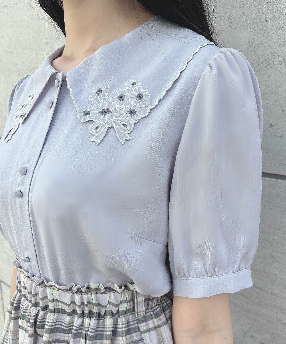 □ミニブーケ刺繍カットワーク半袖ブラウス/F i.n.t [54AF02g018] | F