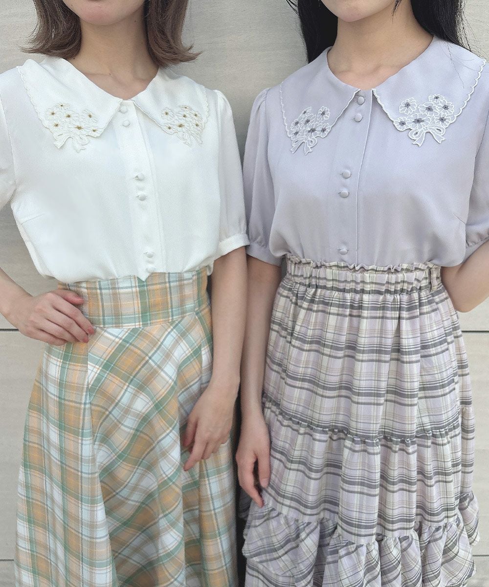 □ミニブーケ刺繍カットワーク半袖ブラウス/F i.n.t [54AF02g018] | F
