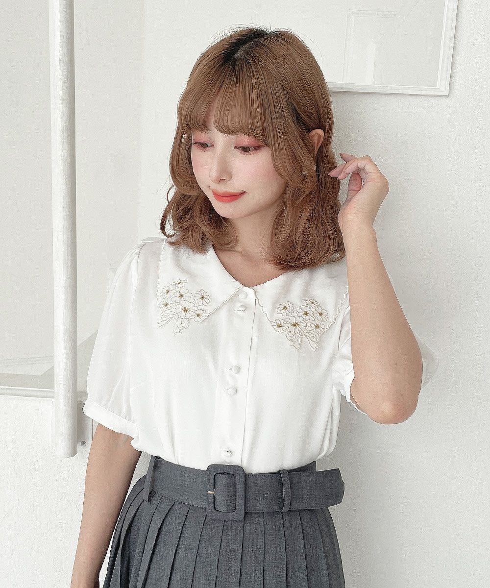 □ミニブーケ刺繍カットワーク半袖ブラウス/F i.n.t [54AF02g018] | F