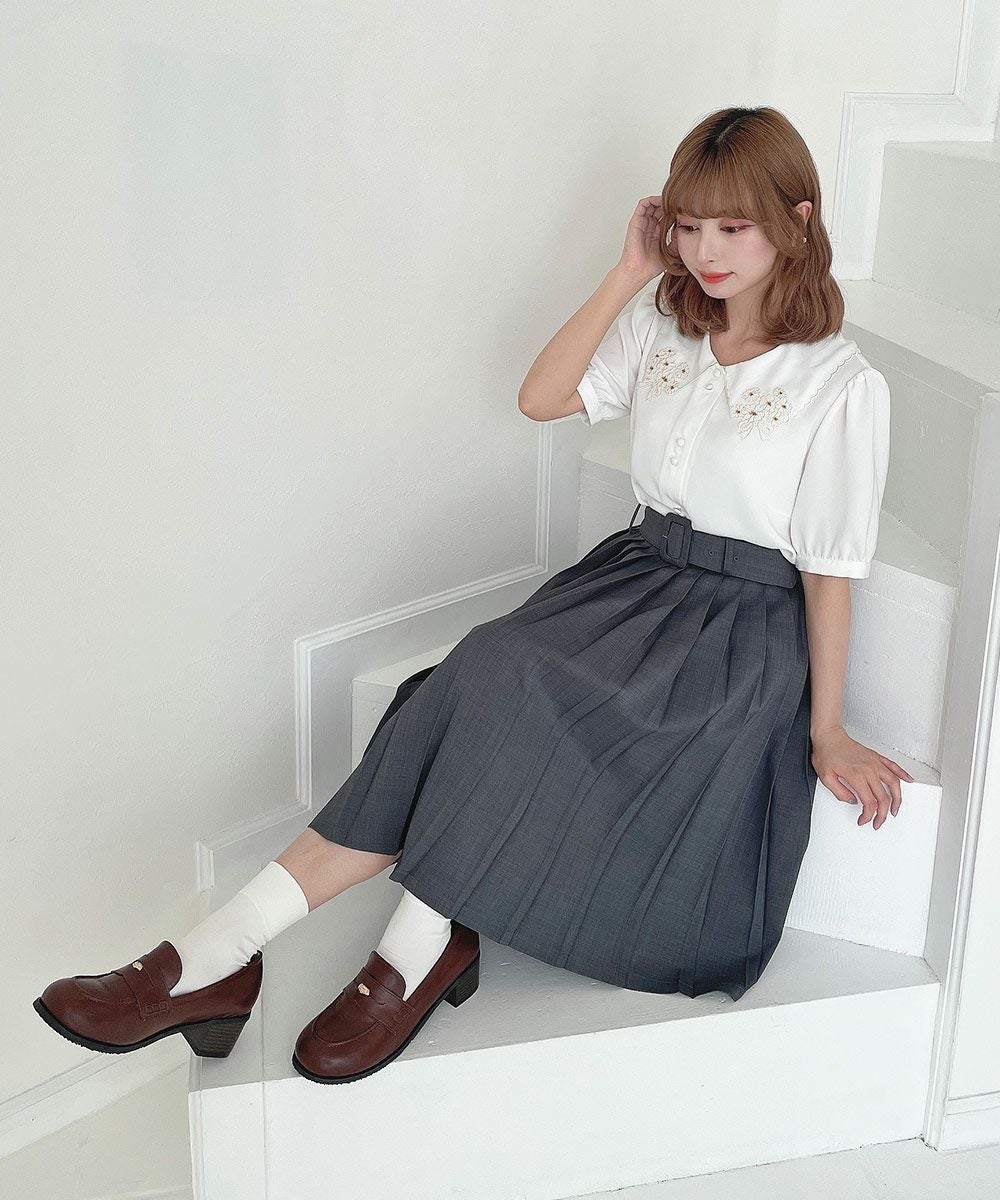 □ミニブーケ刺繍カットワーク半袖ブラウス/F i.n.t [54AF02g018] | F