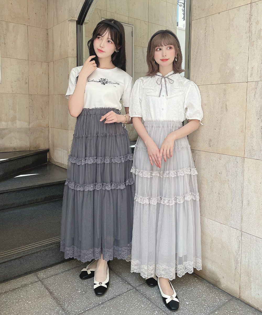 □レースフリルチュールスカート/an another angelus [54BG03q012] | F
