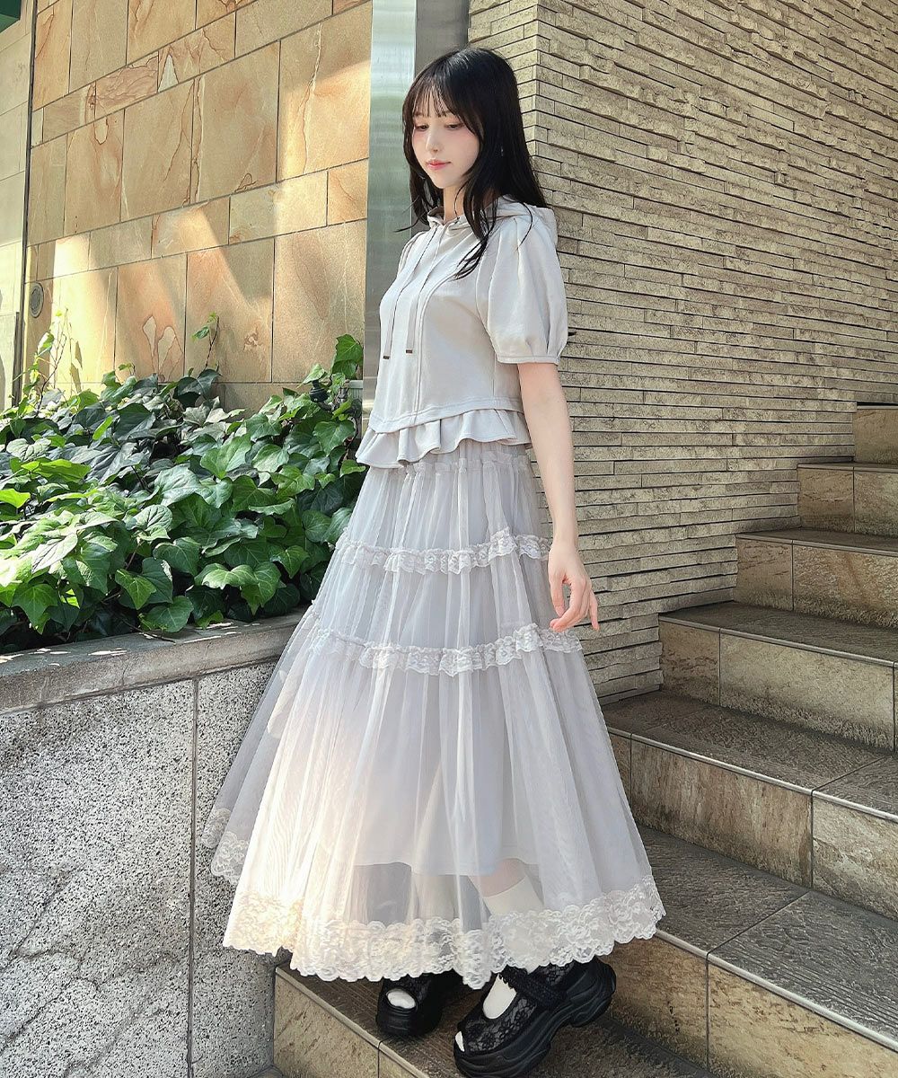 □レースフリルチュールスカート/an another angelus [54BG03q012] | F