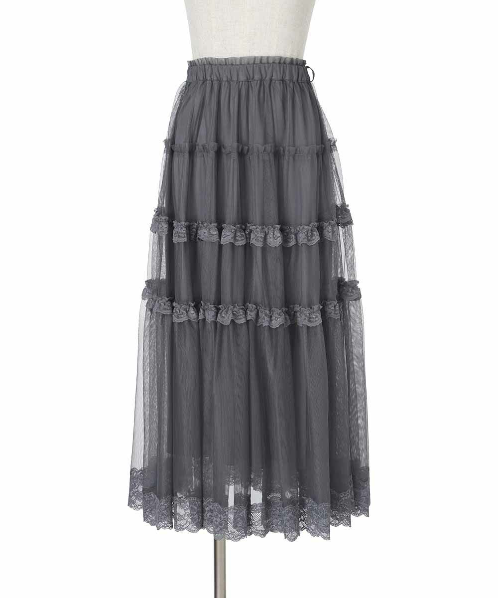 □レースフリルチュールスカート/an another angelus [54BG03q012] | F