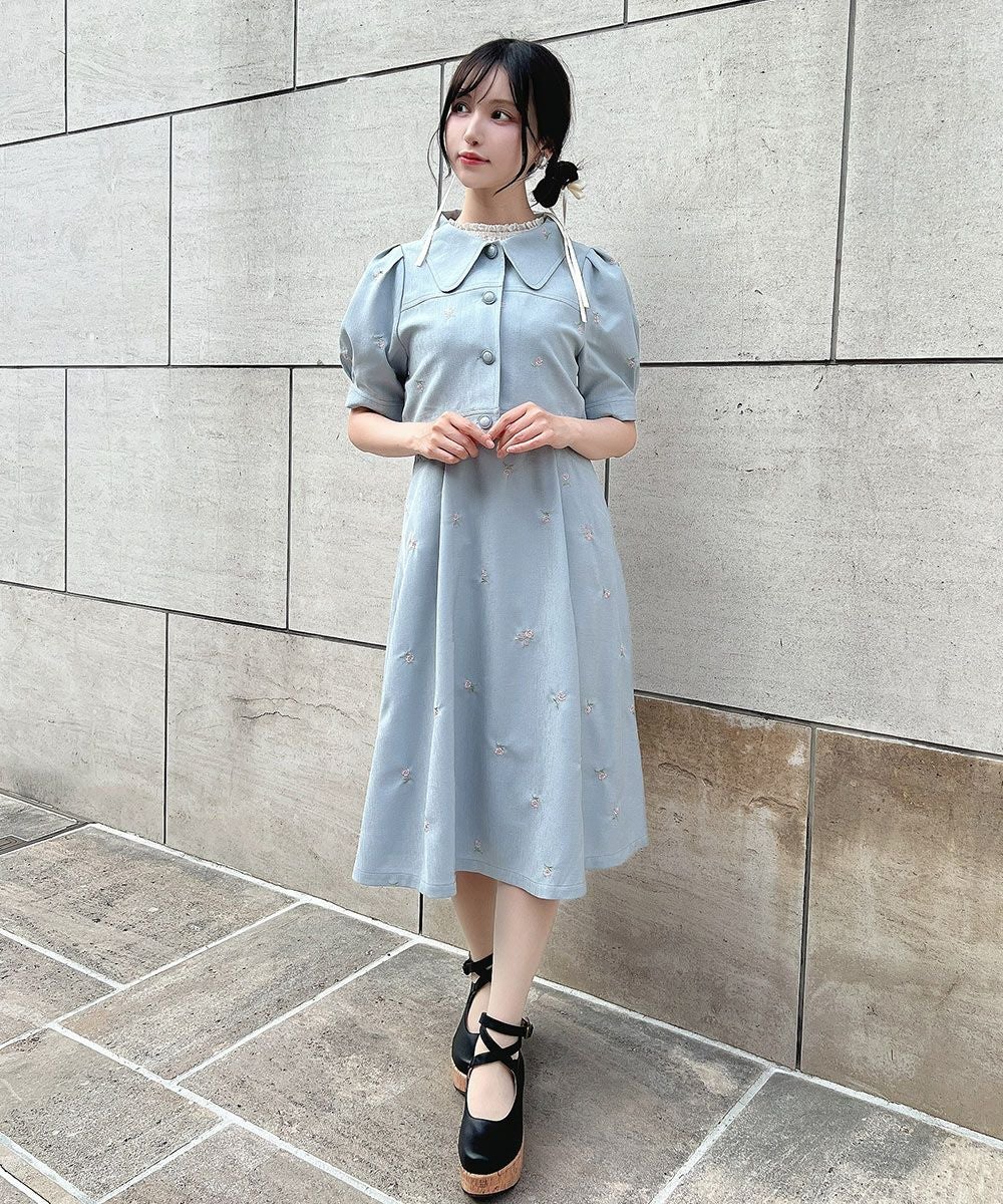 □プチレースアップ小花柄刺繍キャミワンピース/F i.n.t [54AE02f014