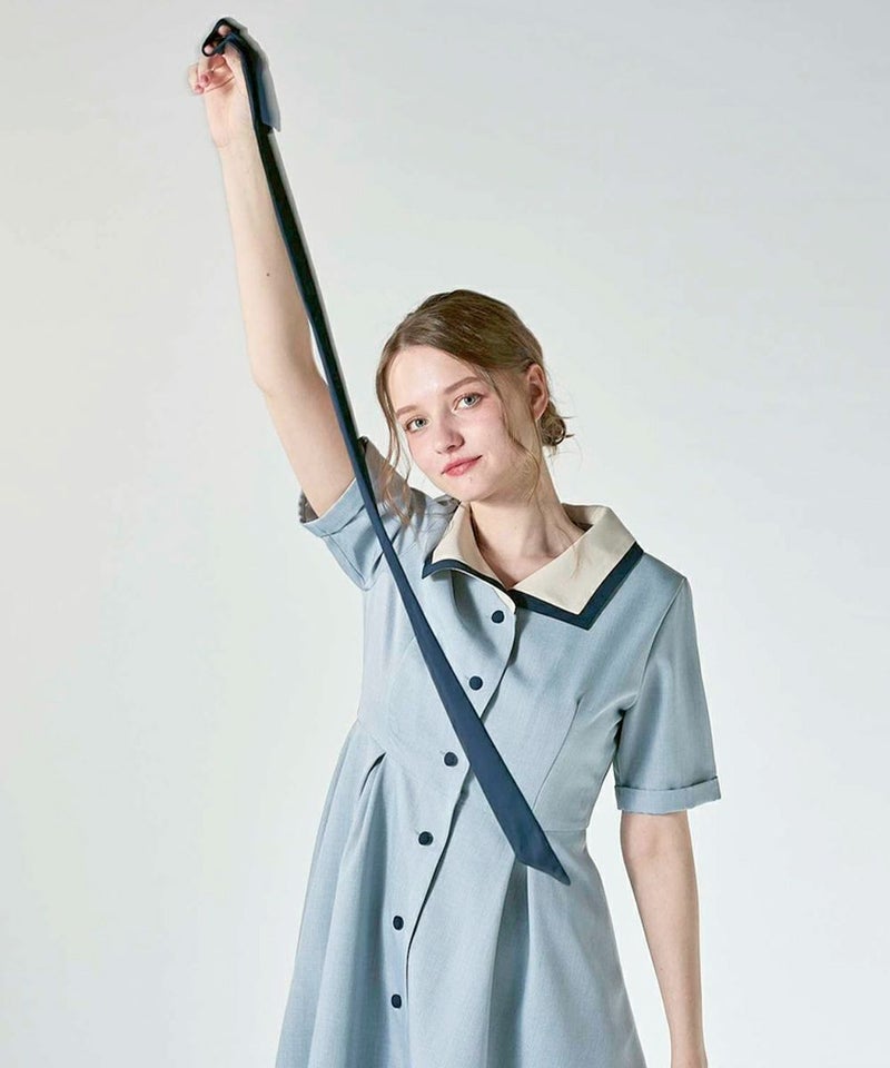 blue gray / 170cm / タイを取り外した状態