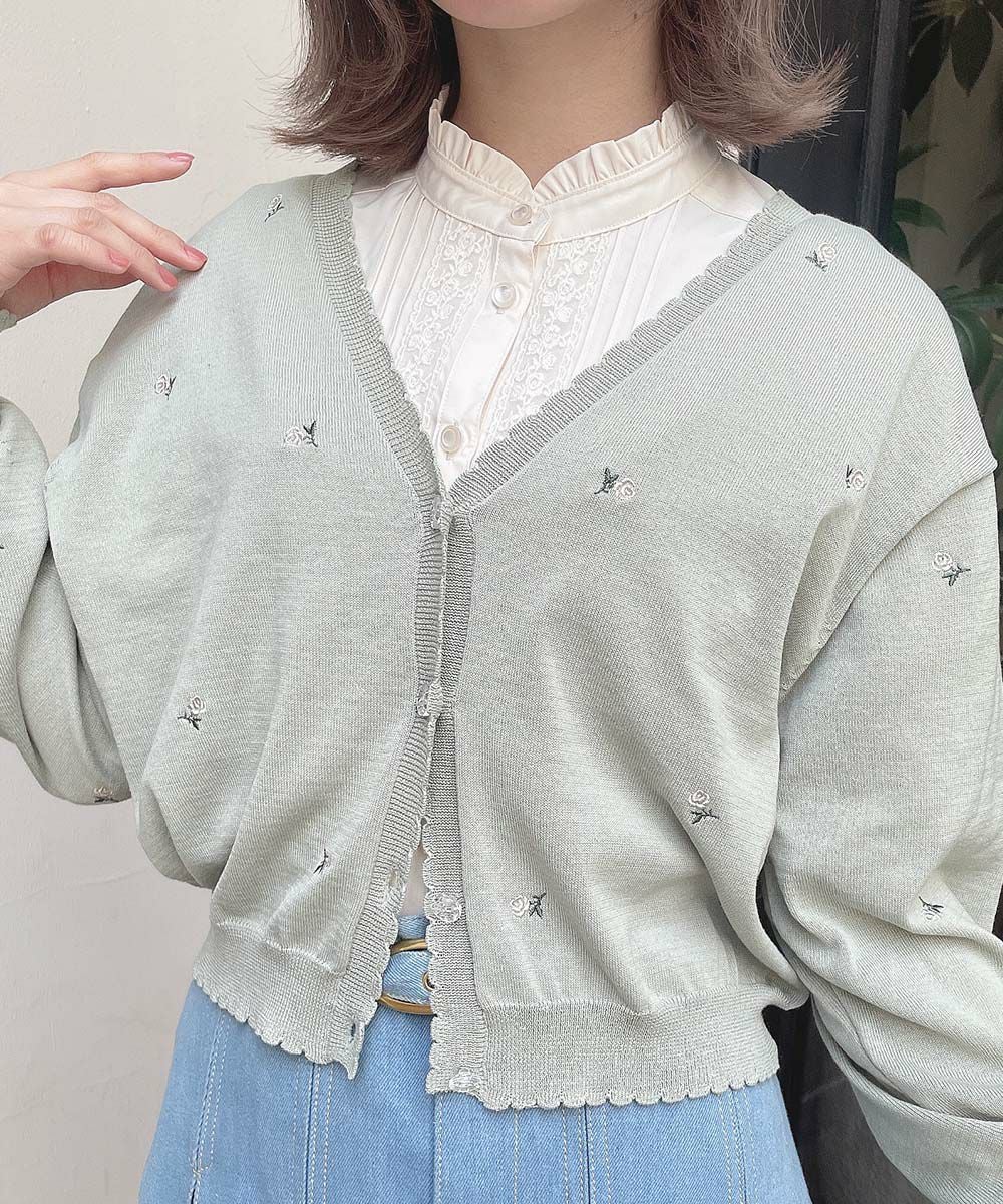 □【UVカット】小花総刺繍UVニットカーディガン/F i.n.t [54AJ04j004