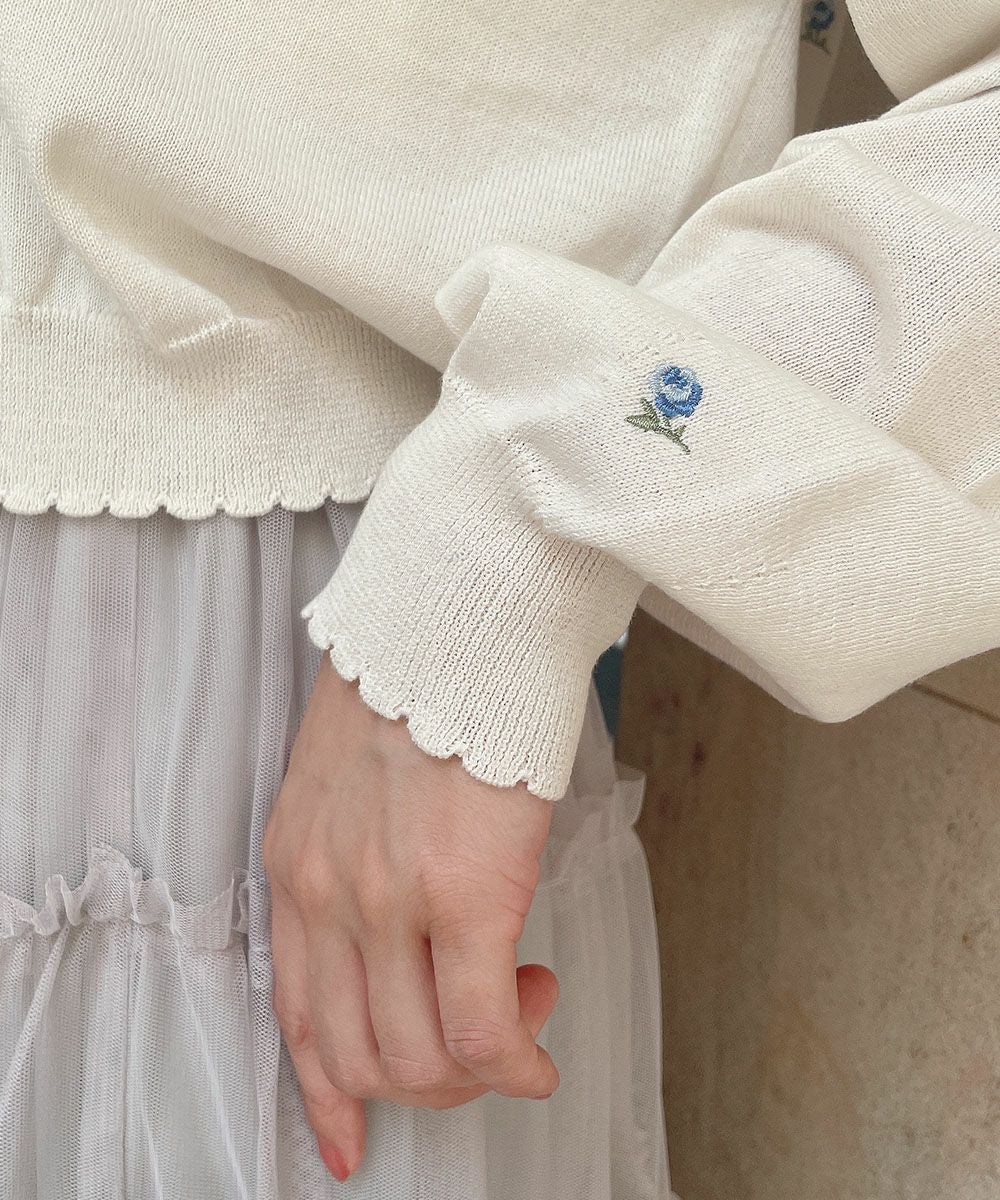 □【UVカット】小花総刺繍UVニットカーディガン/F i.n.t [54AJ04j004