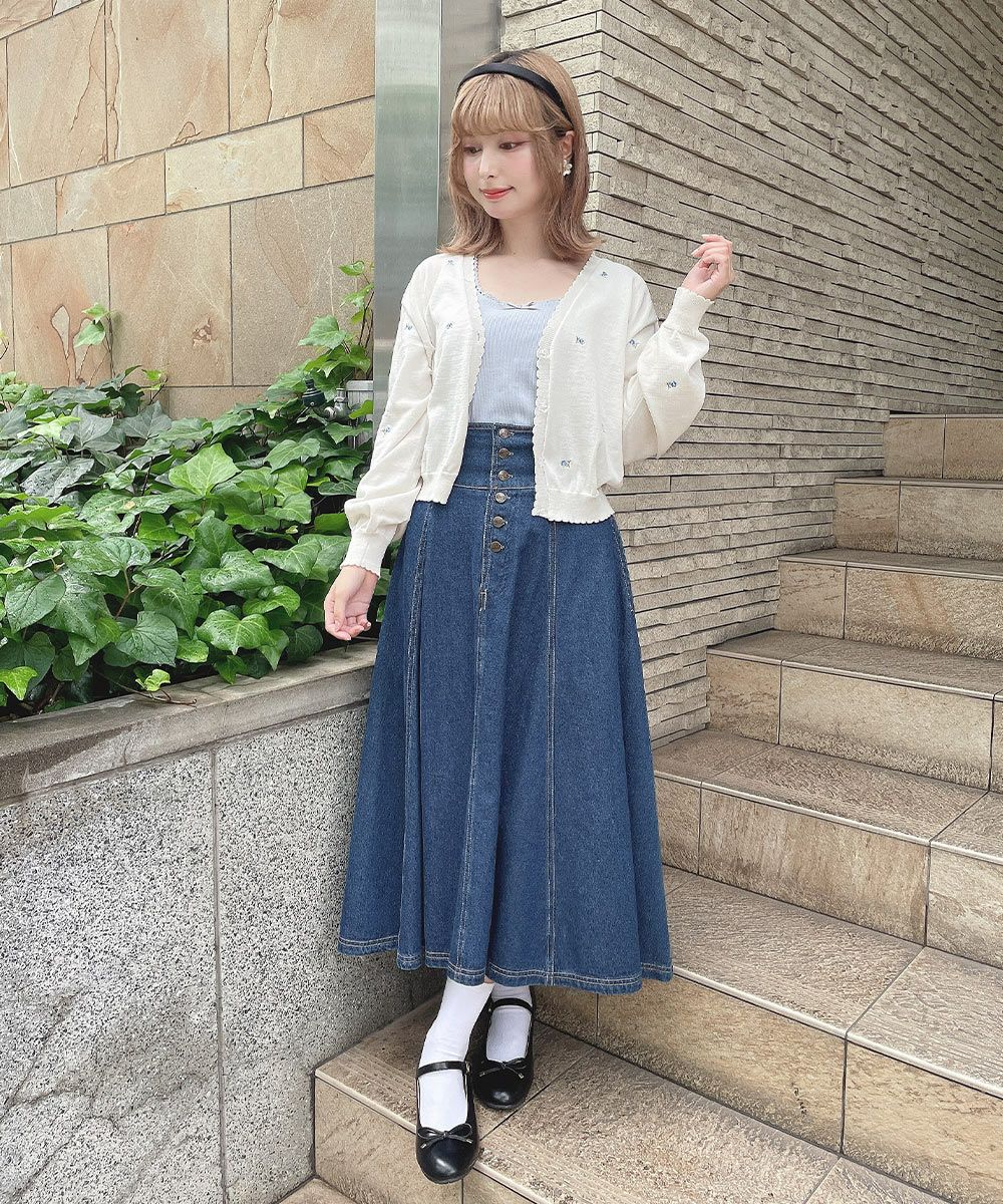 □【UVカット】小花総刺繍UVニットカーディガン/F i.n.t [54AJ04j004