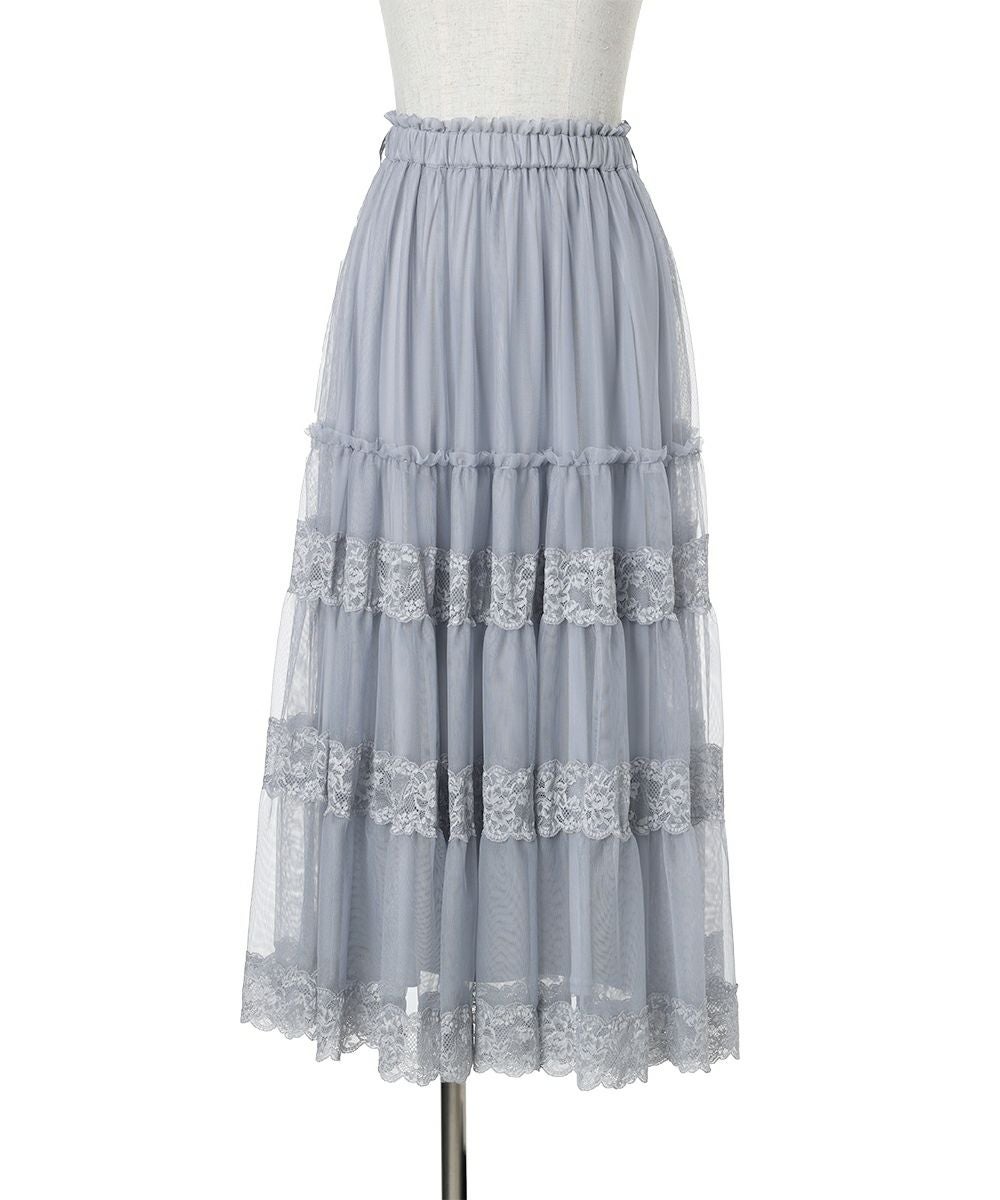 □レース切替チュールティアードスカート/an another angelus