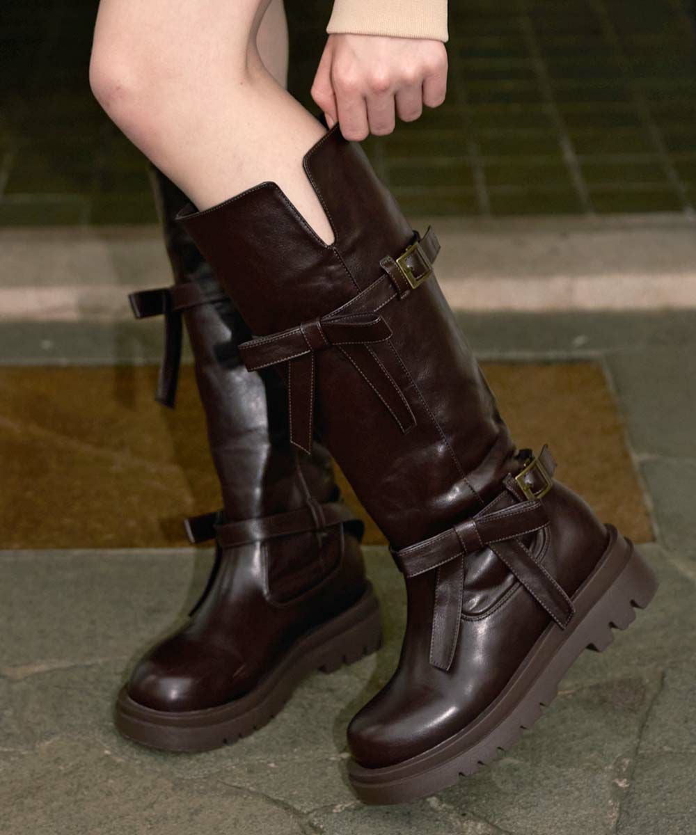 ダブルリボンベルトロングブーツ/F i.n.t [55AA06d002] | F i.n.t公式