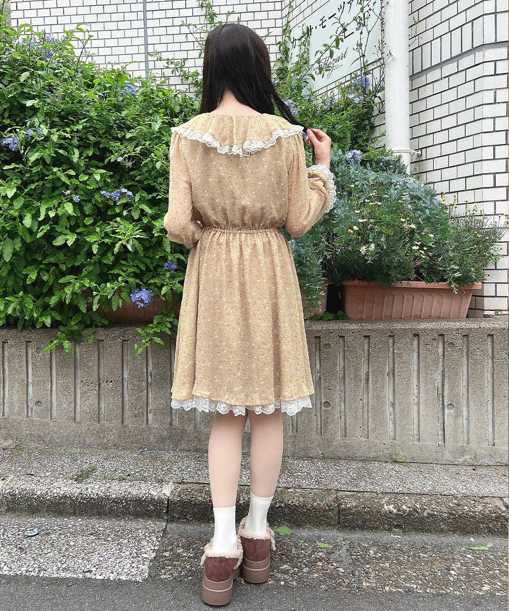 □レース使い小花柄ラッフルワンピース/F i.n.t [55AE01j005] | F