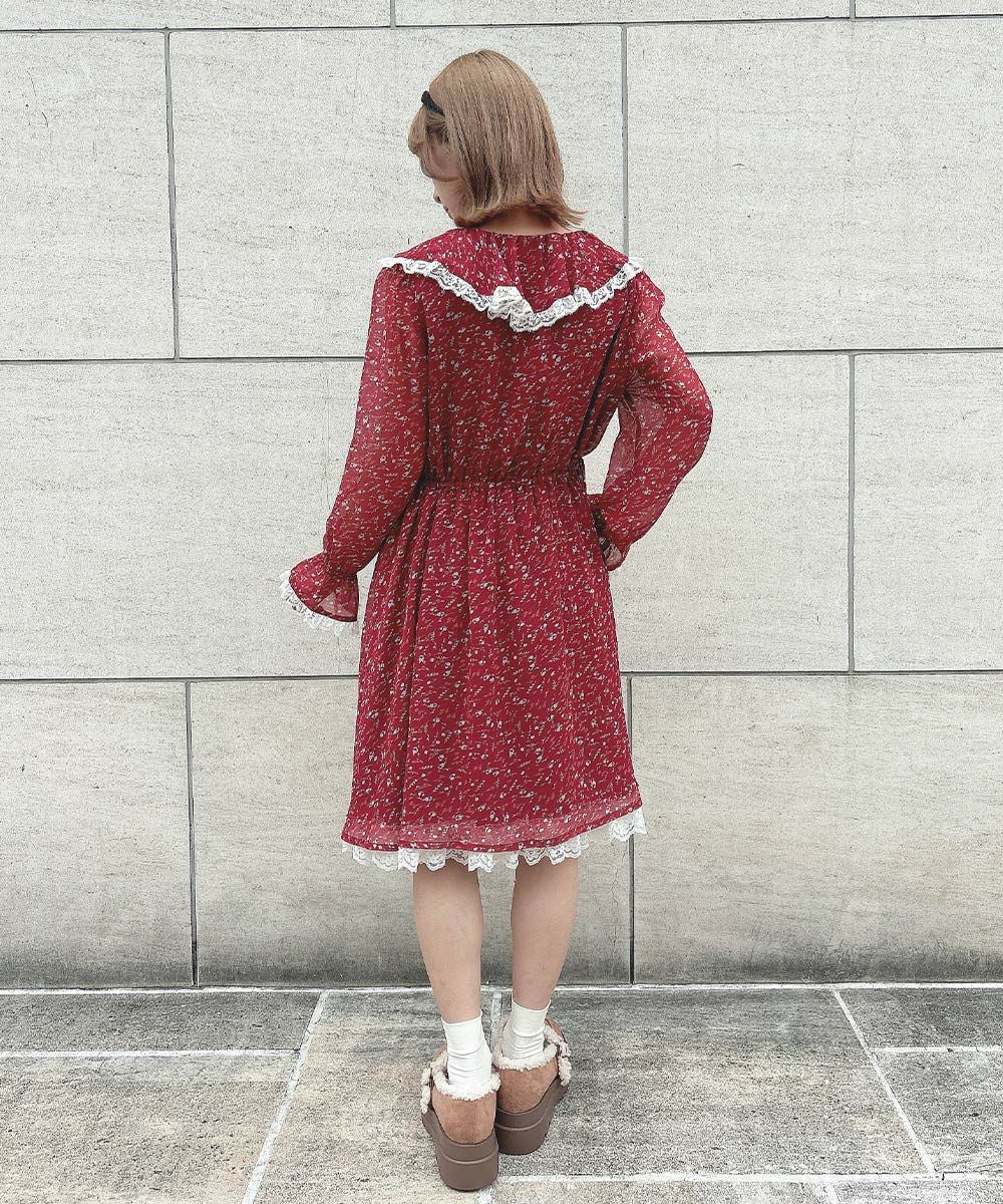 □レース使い小花柄ラッフルワンピース/F i.n.t [55AE01j005] | F