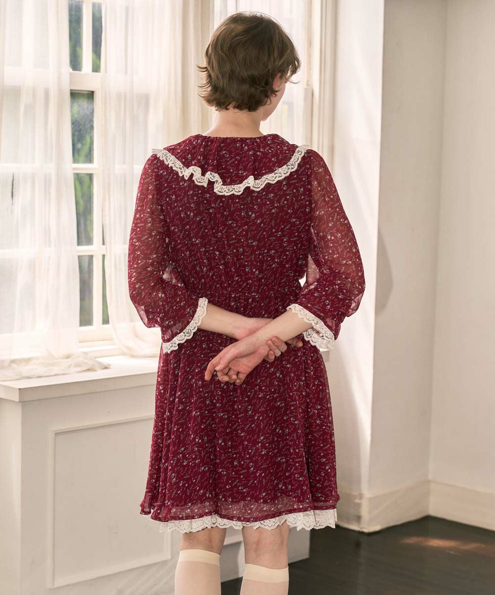 レース使い小花柄ラッフルワンピース/F i.n.t [55AE01j005] | F i.n.t