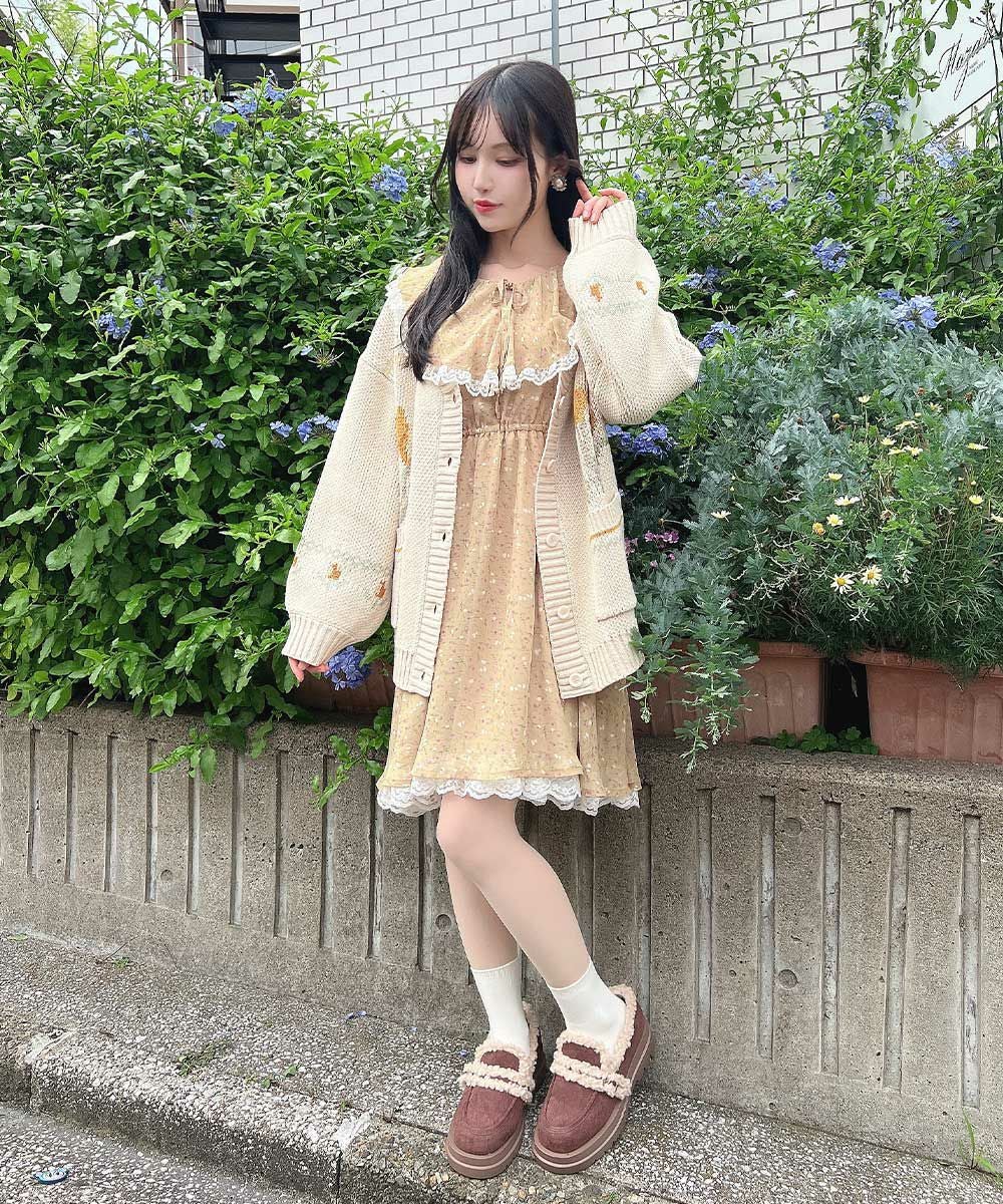 □レース使い小花柄ラッフルワンピース/F i.n.t [55AE01j005] | F