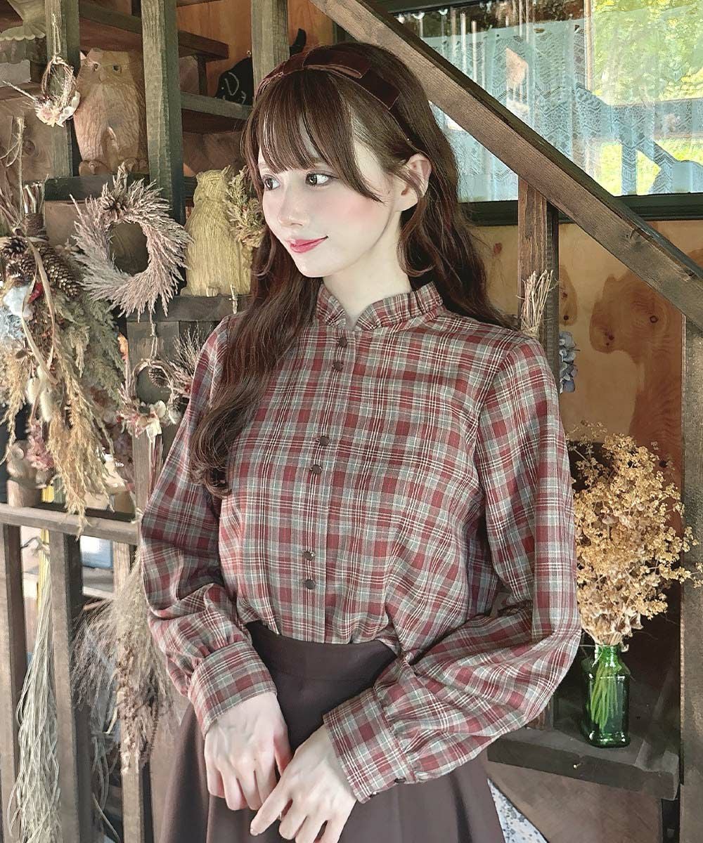 ケープ付きチェックブラウス/F i.n.t [55AF02j002] | F i.n.t公式通販