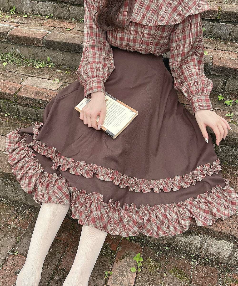 チェックフリル使いフレアースカート/F i.n.t [55AG02p001] | F i.n.t