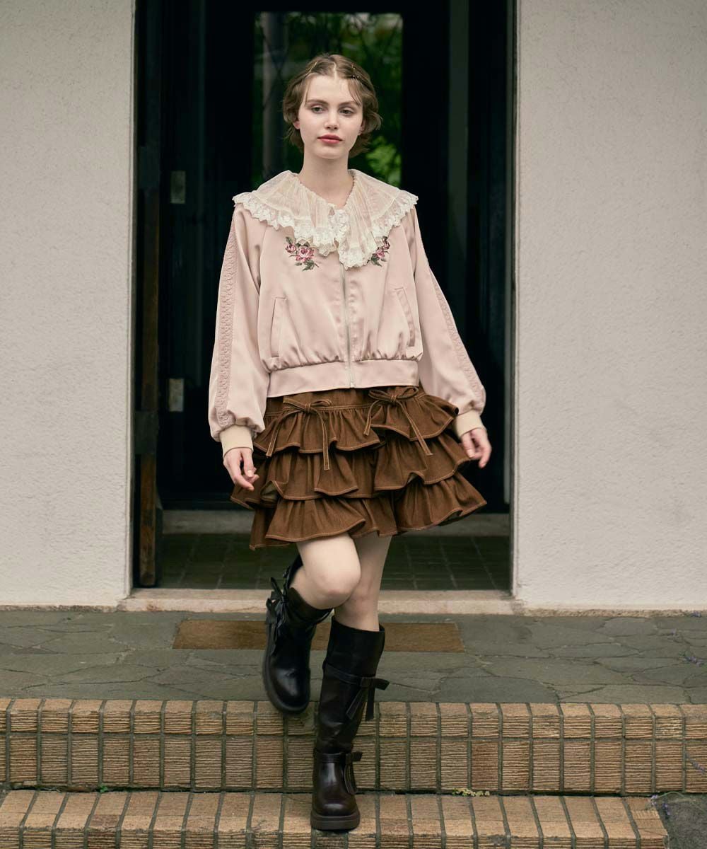 ダブルリボンフリルデニムミニスカート/F i.n.t [55AG06k002] | F