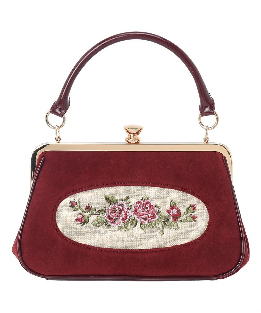 フレームローズ刺繍クロップドがま口バッグ/an another angelus