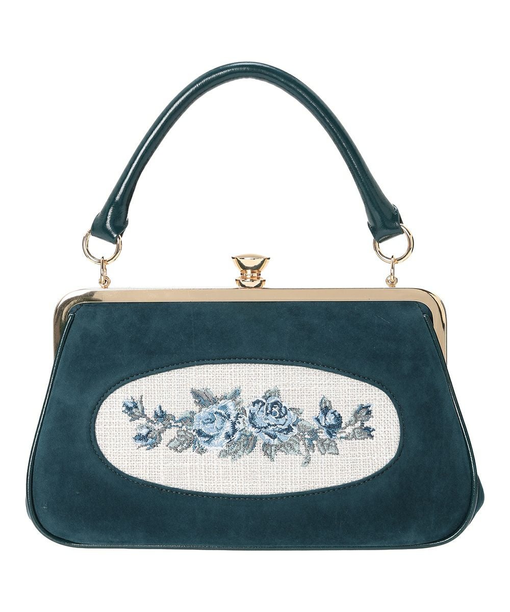 フレームローズ刺繍クロップドがま口バッグ/an another angelus