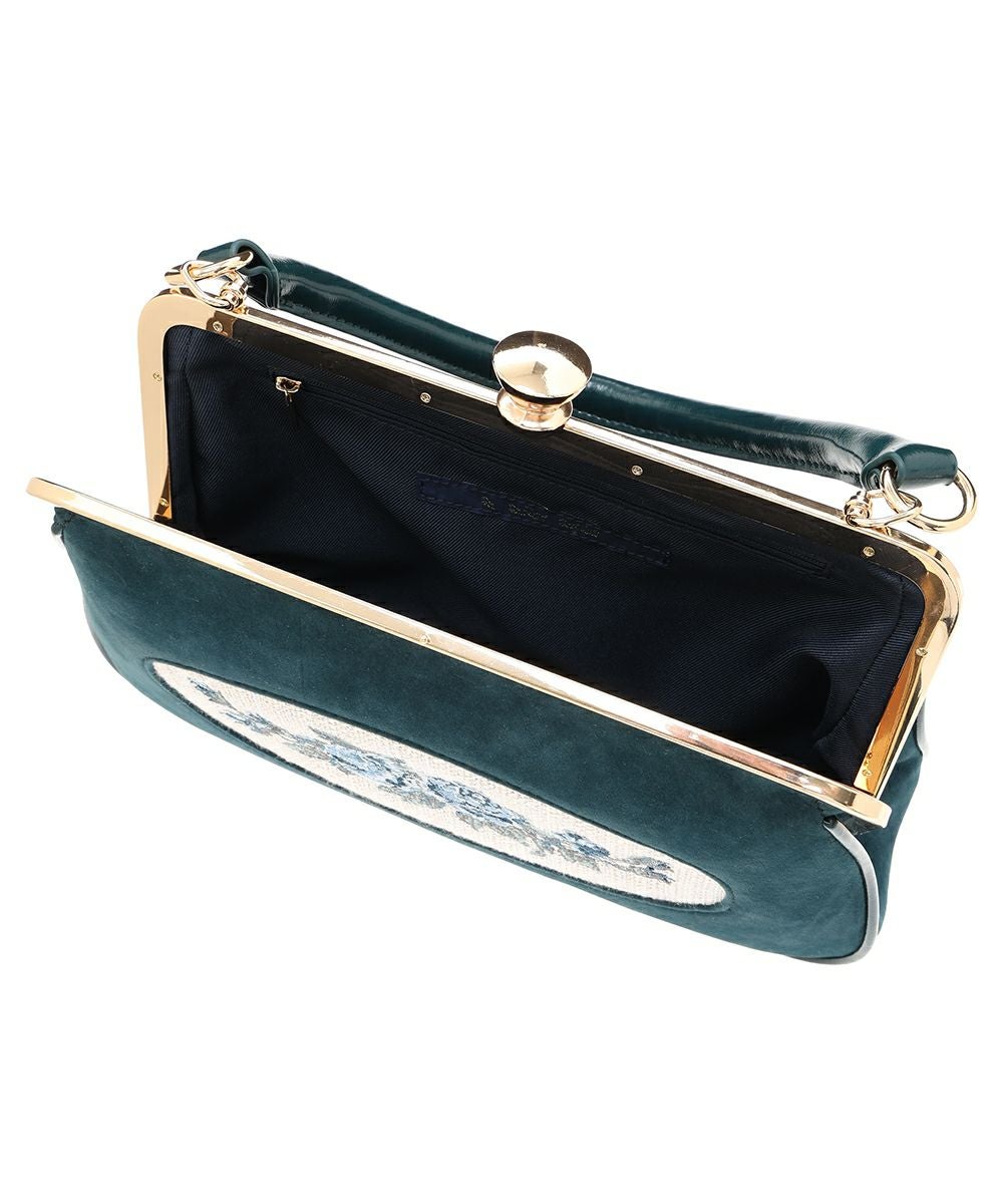 フレームローズ刺繍クロップドがま口バッグ/an another angelus