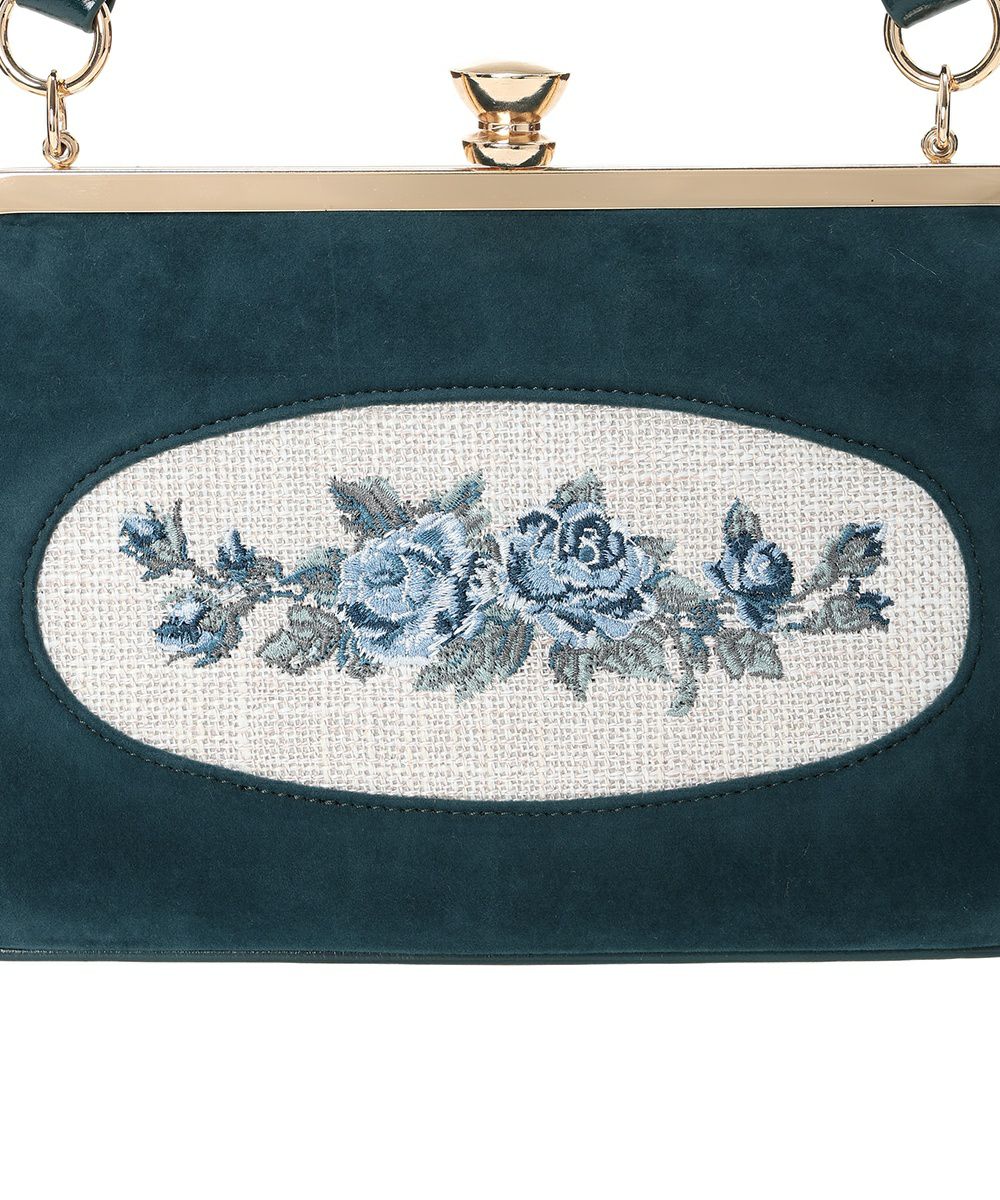 フレームローズ刺繍クロップドがま口バッグ/an another angelus