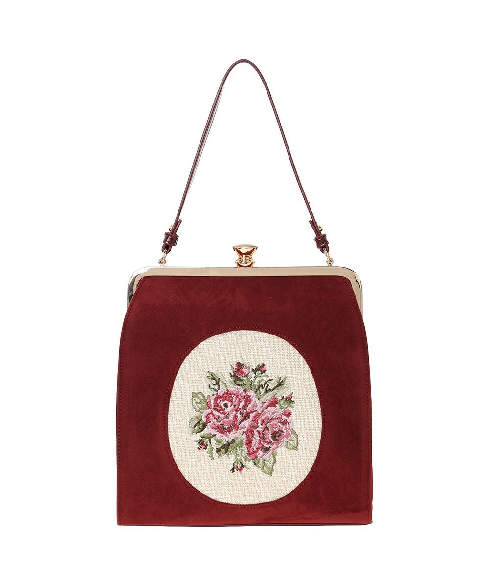 カメオローズ刺繍スクエアがま口バッグ/an another angelus