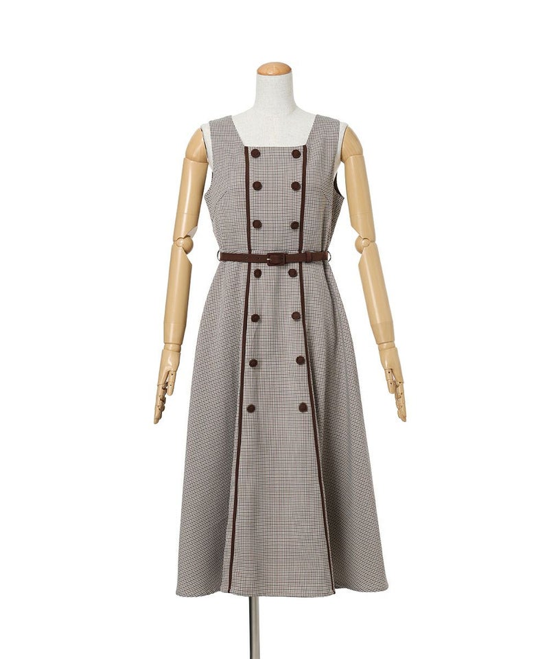 ジャンパースカート (beige×brown)