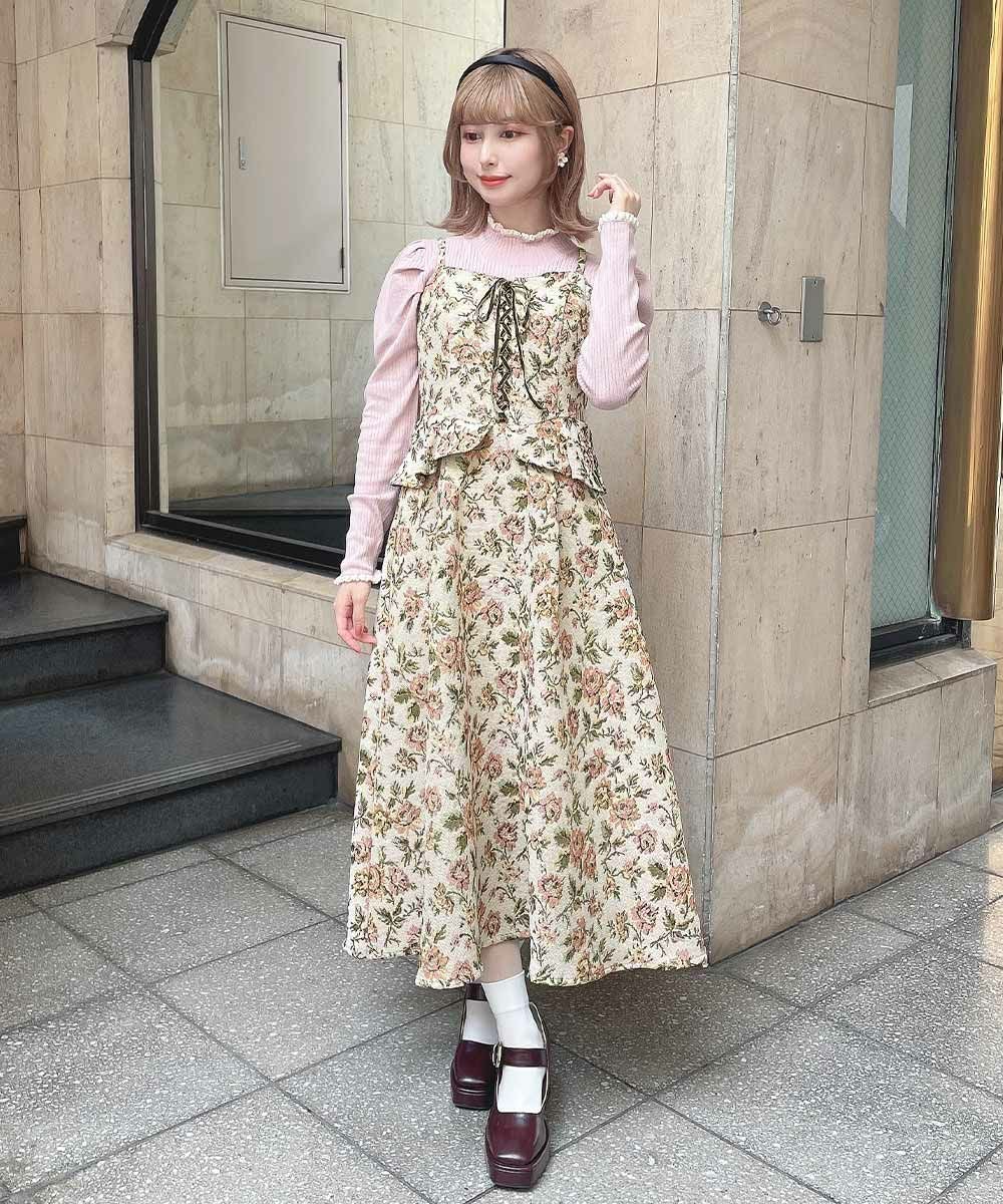 フロントレースアップゴブランキャミワンピース/an another angelus