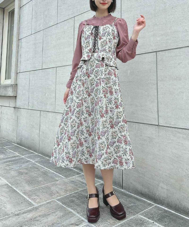 フロントレースアップゴブランキャミワンピース/an another angelus