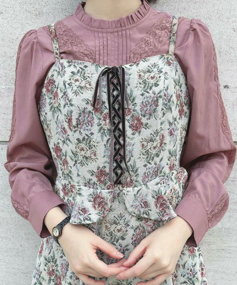 フロントレースアップゴブランキャミワンピース/an another angelus