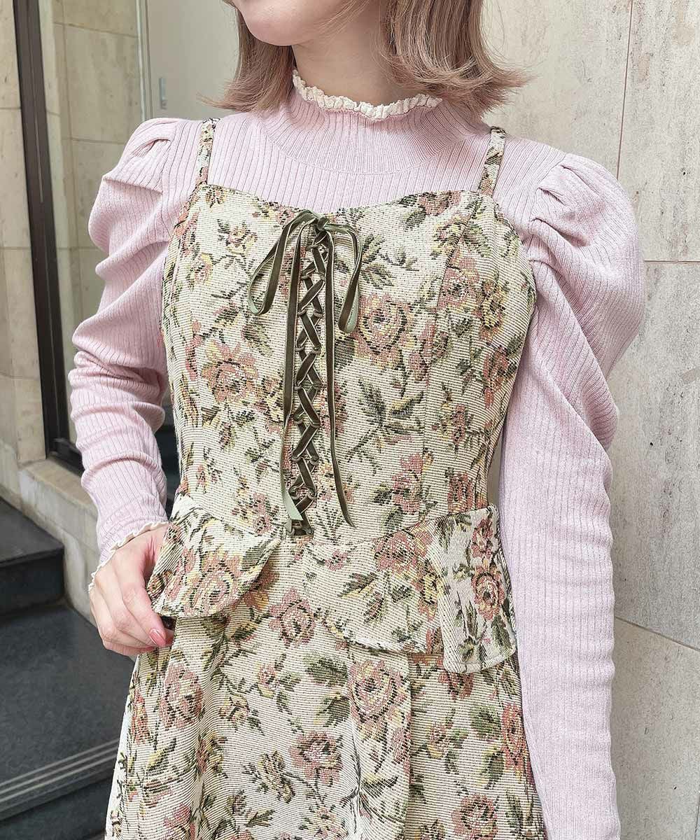 フロントレースアップゴブランキャミワンピース/an another angelus